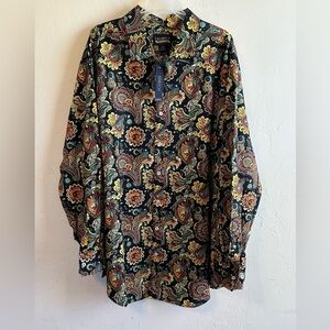 NWT Daniel Cremieux Bold Multicolor Paisley Cotton Stretch Button Up Shirt Sz 3X